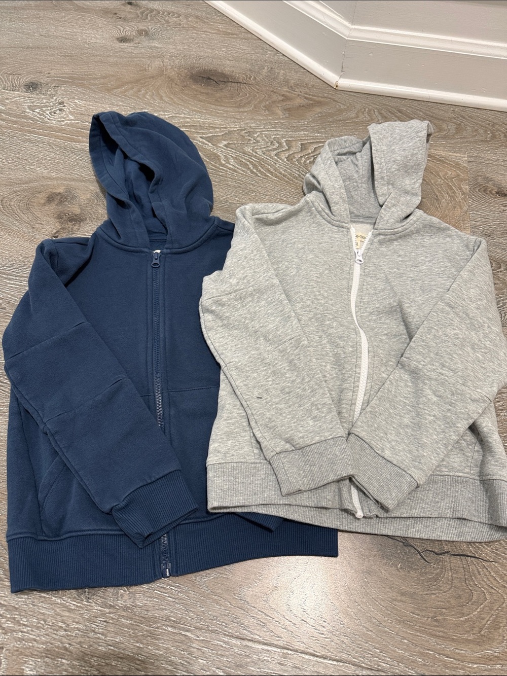 Kids Zip-Up Hoodie - Navy and Light Gray
